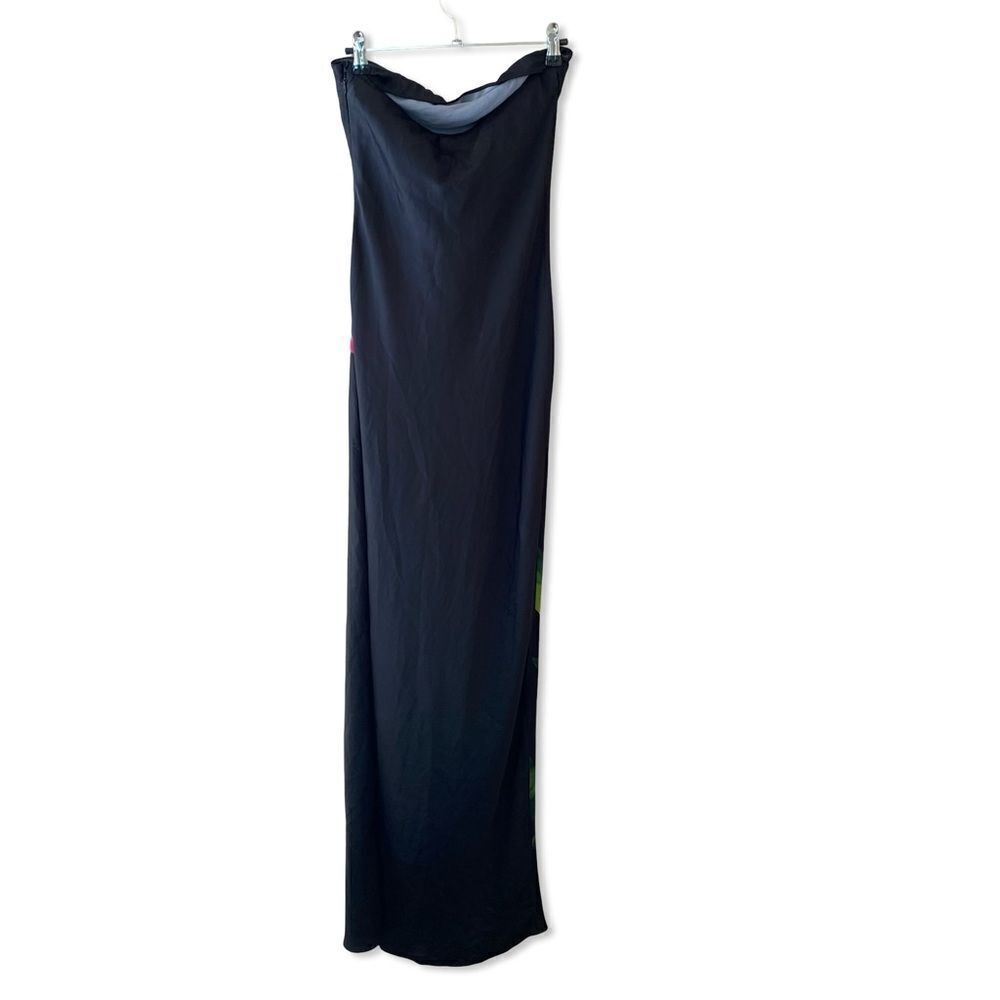 NWT Rococo Sand black floral print maxi dress strapless slip pink Revolve L - Picture 6 of 11